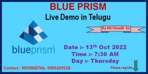 Blue Prism live batch and demo by Vinod sir