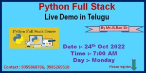 Python Django online training by dhamodhar JS.Rao Sir in Telugu