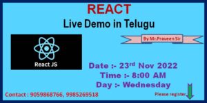React JS Demo in Telugu and English Online and Offline